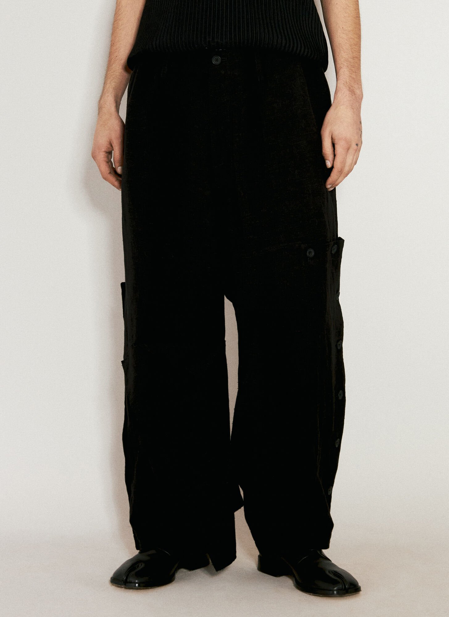 Shop Yohji Yamamoto Z-deco Wide Pants In Black