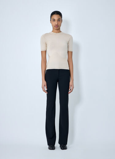 SKIN SERIES Fine Knit Short Sleeve Top Beige sks0264001