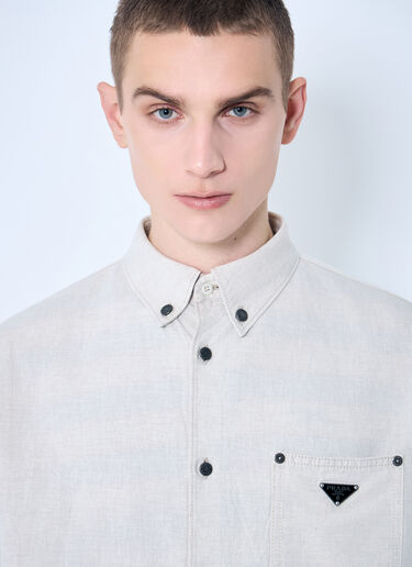 Prada Cotton-And-Linen-Blend Shirt Beige pra0160008