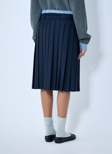 Miu Miu Pleated Batavia Midi Skirt Blue miu0260007