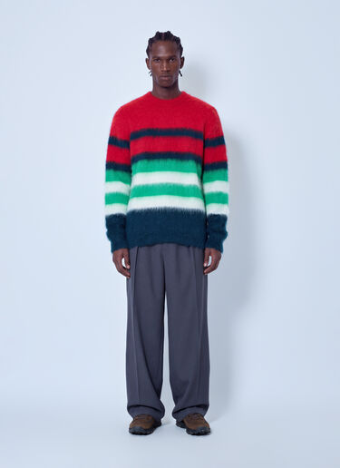 Lacoste Runway Striped Brushed Alpaca Blend Piqué Sweater Red lac0166001