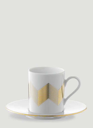 LSA International Set of Four Chevron Coffee Cup and Saucer Gold wps0644404
