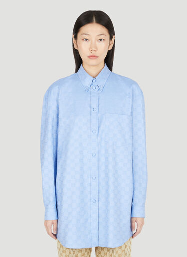 Gucci Button-Down GG Supreme Shirt Blue guc0253077