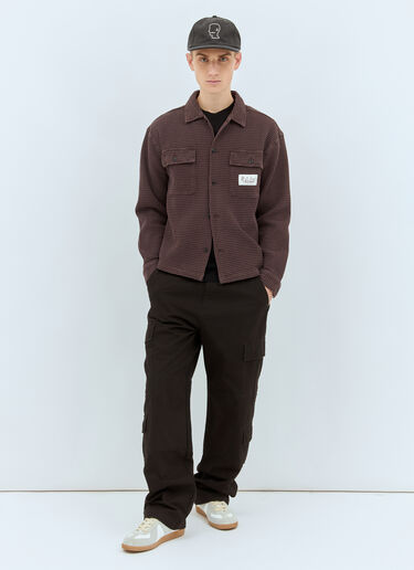 Brain Dead Waffle Button-Down Shirt Brown bra0158001