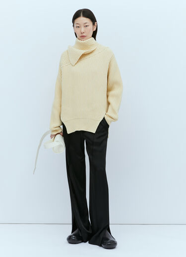 Jil Sander Wool Rib Sweater Cream jil0253010