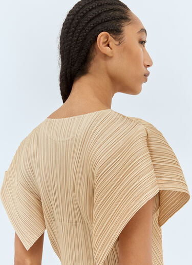 Pleats Please Issey Miyake Wide-Sleeves Top Beige plp0258006