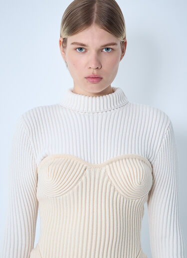 Jean Paul Gaultier Ribbed Wool Sweater White jpg0261011