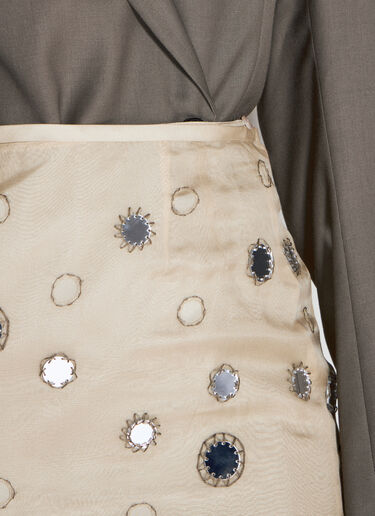 Prada Mirror-Embellished Organza Midi-Skirt Beige pra0256009