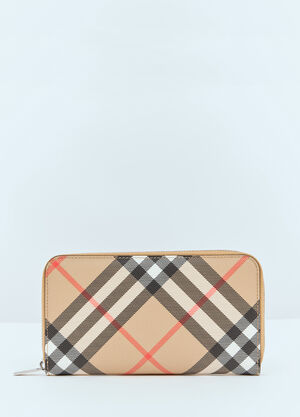 Burberry Check Long Wallet Beige bur0157049