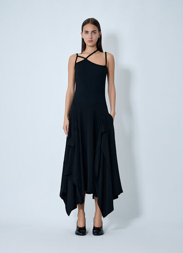 Paneled Flare Midi Skirt Yohji Yamamoto Paneled Flare Midi Skirt Black yoy0262007