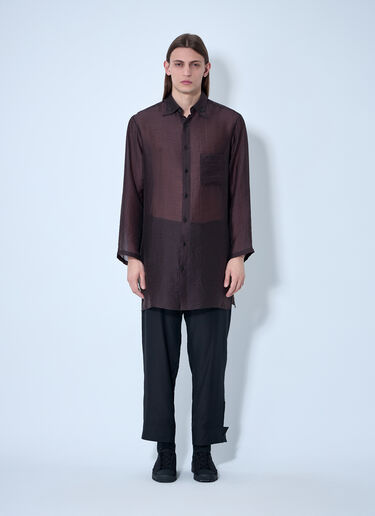 Yohji Yamamoto Lightweight Button-Down Shirt Brown yoy0160006