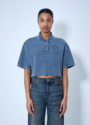 Alexander Wang Cropped Piqué Polo T-Shirt Blue awg0264007