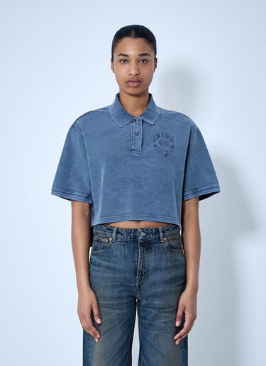 Alexander Wang Cropped Piqué Polo T-Shirt Blue awg0264007