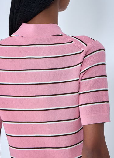 Miu Miu Striped Polo Shirt Pink miu0263055