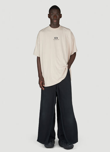 Balenciaga Logo Print T-Shirt Beige bal0154021