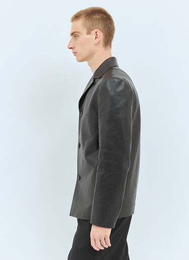 The Row Brodie Leather Blazer Black row0158003