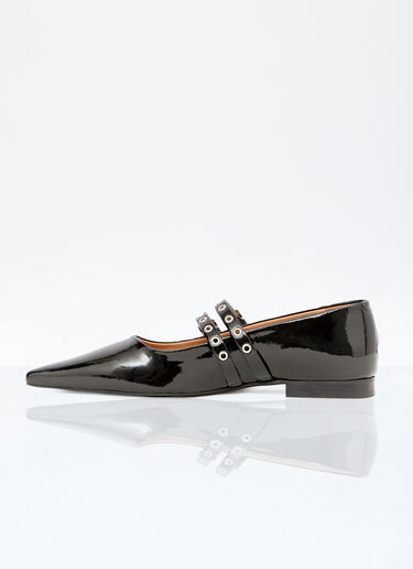 GANNI Eyelets Ballerina Flats Black gan0256037