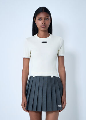 Miu Miu Logo Motif T-Shirt Beige miu0262095