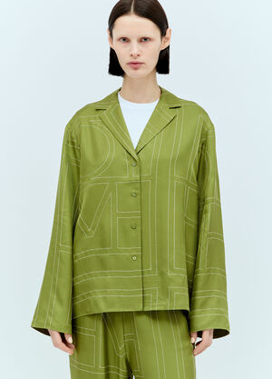 The Row Monogram Silk Pyjama Shirt Green row0256027