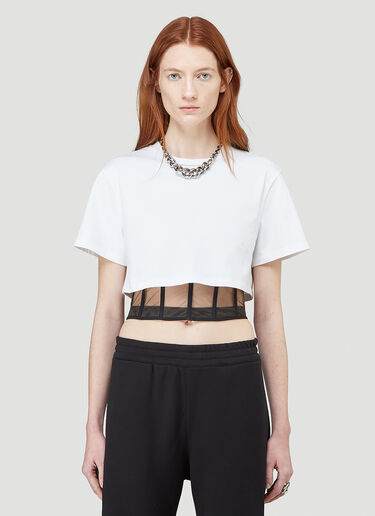 Alexander McQueen Corset-Detail T-Shirt White amq0244008