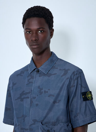 Stone Island Short-Sleeve Overshirt with Flap Pockets Blue sto0164039