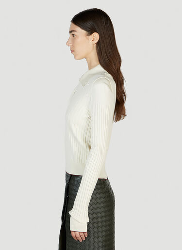 Bottega Veneta Ribbed Polo Sweater White bov0251108