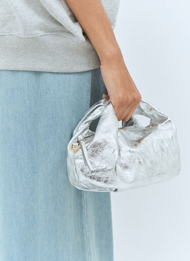 Dries Van Noten Medium Twist Metallic Handbag Silver dvn0257005