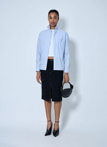 LN-CC® - Saint Laurent: Striped Cotton Poplin Shirt - Light Blue Saint Laurent Striped Cotton Poplin Shirt Light Blue sla0263026