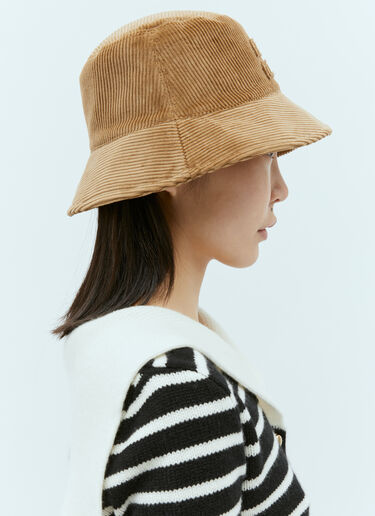 Miu Miu Embossed Logo Velvet Bucket Hat Brown miu0255025