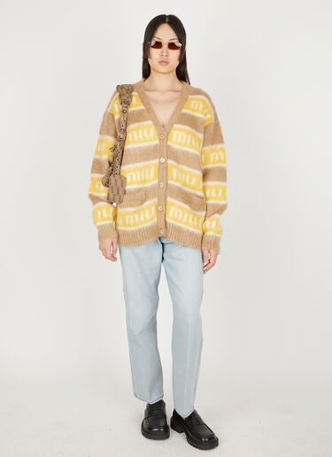 Miu Miu Logo Jacquard Cardigan Camel miu0250011