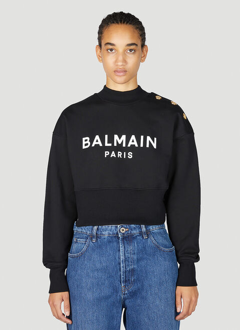 Balenciaga Logo Print Cropped Sweatshirt Pink bal0253010