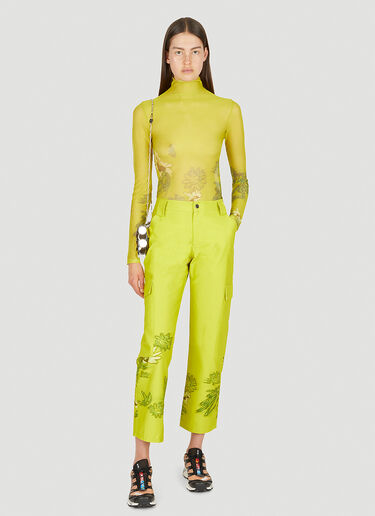 Collina Strada Chason 花卉图案工装裤 柠檬绿色 cst0249011
