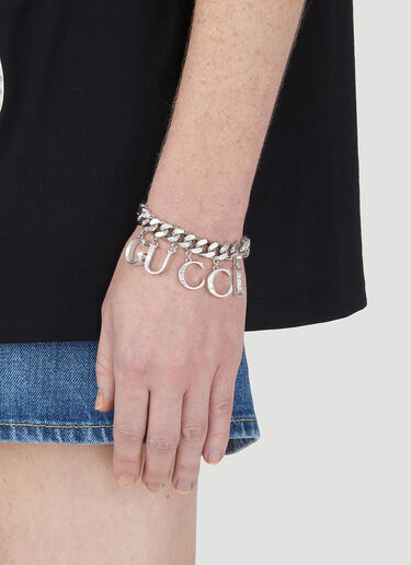 Gucci Logo Script Charm Bracelet Silver guc0247160