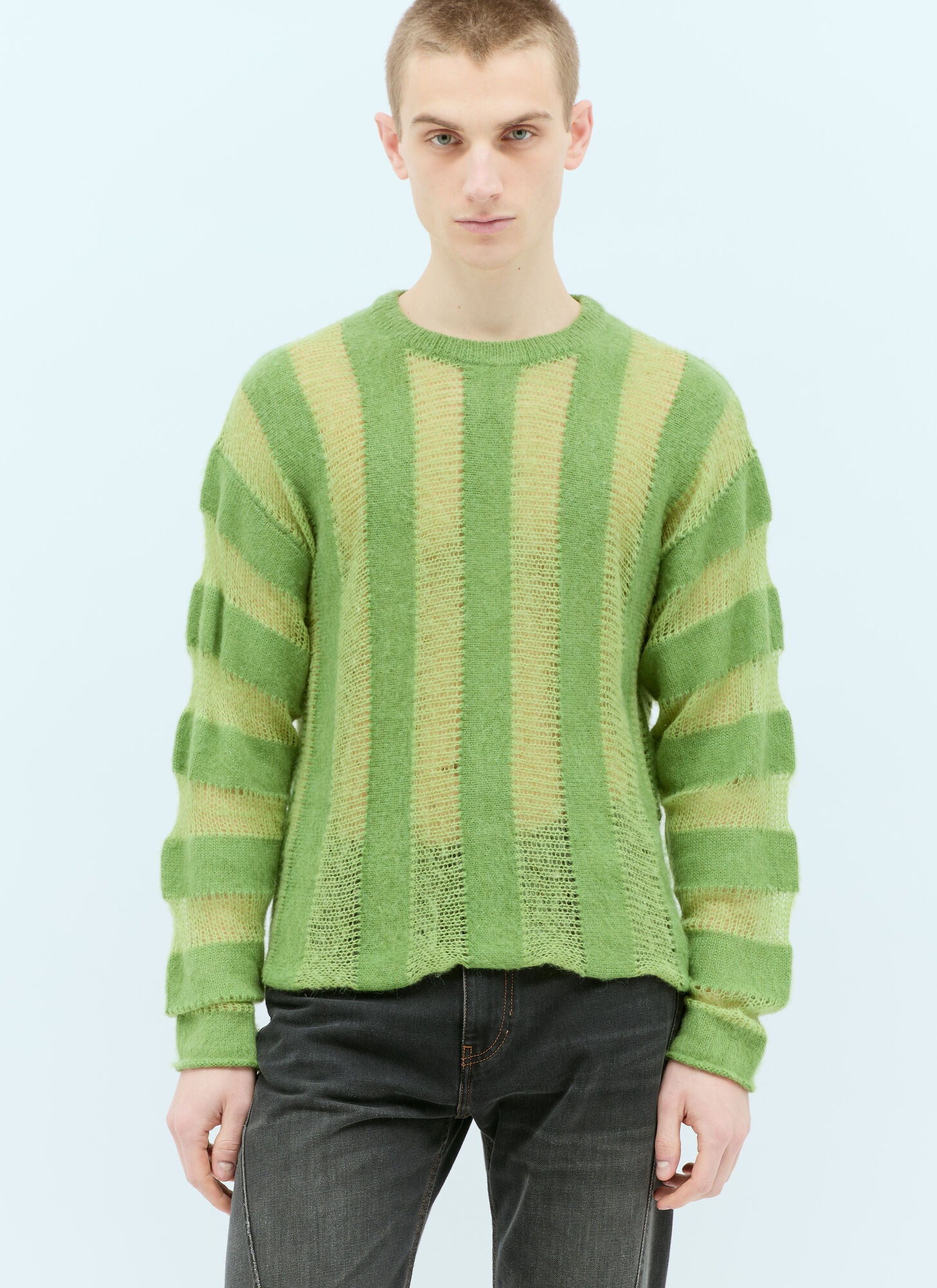 Shop Brain Dead Fuzzy Threadbare Sweater In Green