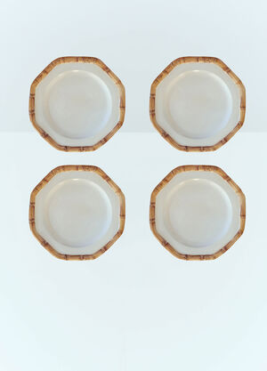 Les-Ottomans Set Of Four Bamboo Dessert Plates White wps0691391
