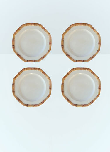 Les-Ottomans Set Of Four Bamboo Dessert Plates White wps0691387