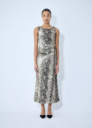 Acne Studios Satin Python Print Midi Dress Navy acn0260006
