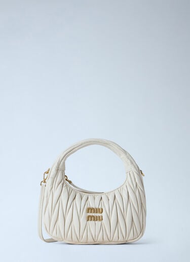 LN-CC® - Miu Miu: Small Wander Matelassé Hobo Bag - White Miu Miu Small Wander Matelassé Hobo Bag White miu0266029