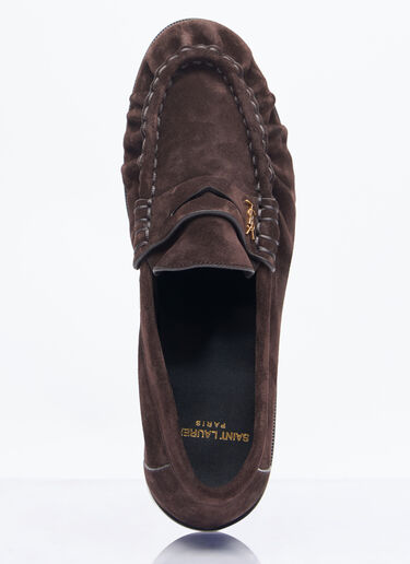 Saint Laurent Le Loafer Suede Penny Slippers Brown sla0257047