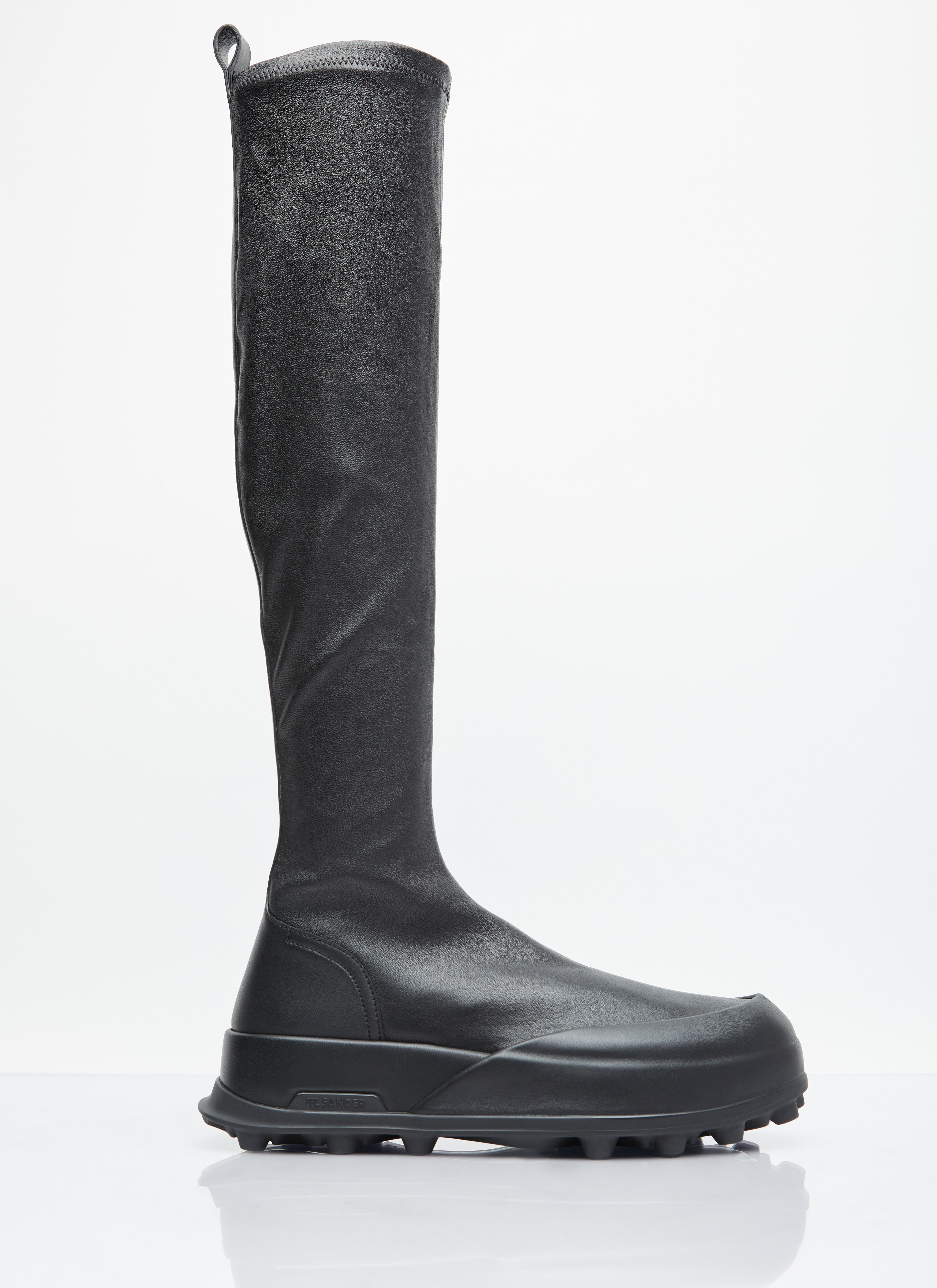 Jil Sander High Leather Boots Khaki jil0253026