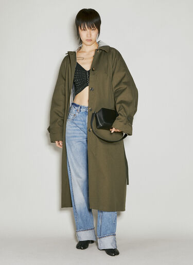 Metalic Panel Hooded Trench Coat Rabanne Metalic Panel Hooded Trench Coat Green pac0253010