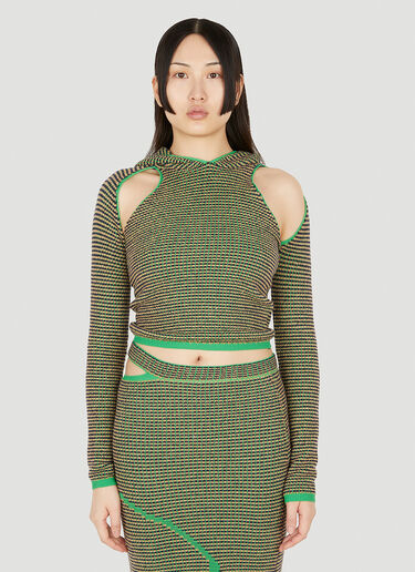 Eckhaus Latta Pixel Hooded Sweater Green eck0247004