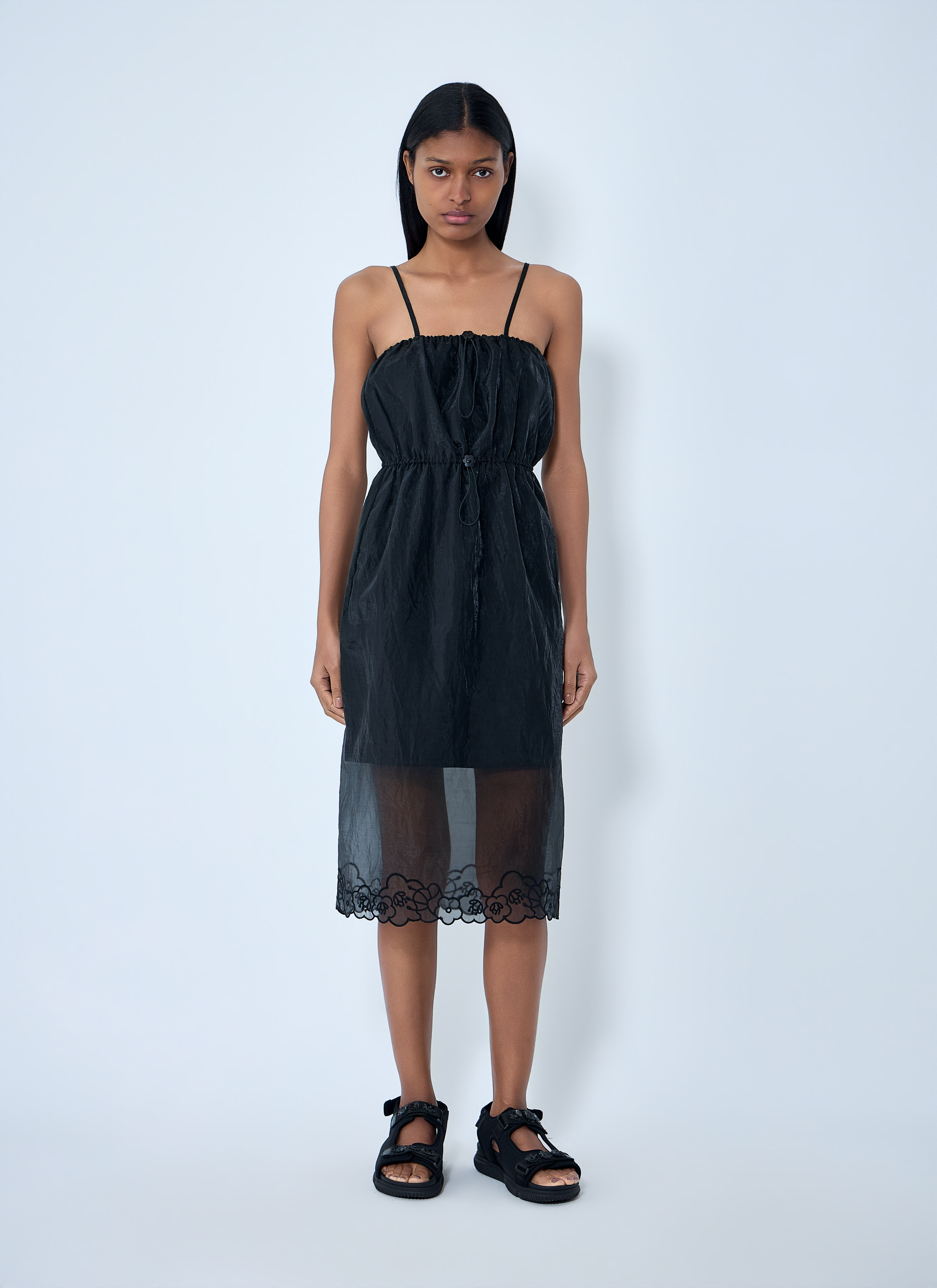 Cecilie Bahnsen Women's' Sheer Overlay Midi Dress in Black | LN-CC®