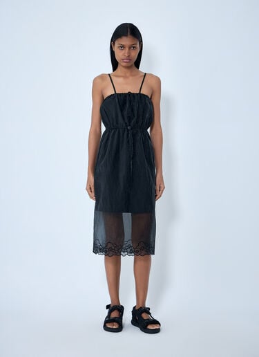 Cecilie Bahnsen Sheer Overlay Midi Dress Black cec0262022