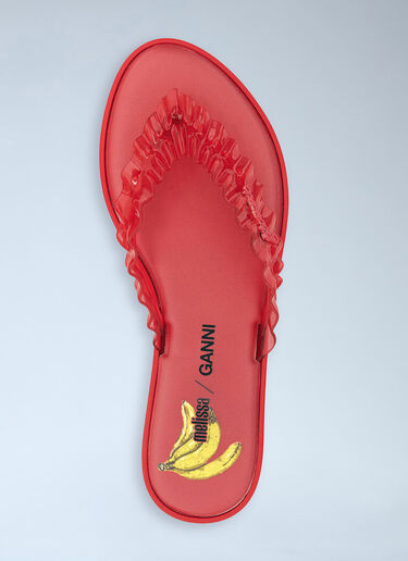 LN-CC® - GANNI x Melissa: Ruffled Strap Flip Flops - Red GANNI x Melissa Ruffled Strap Flip Flops Red gan0265023