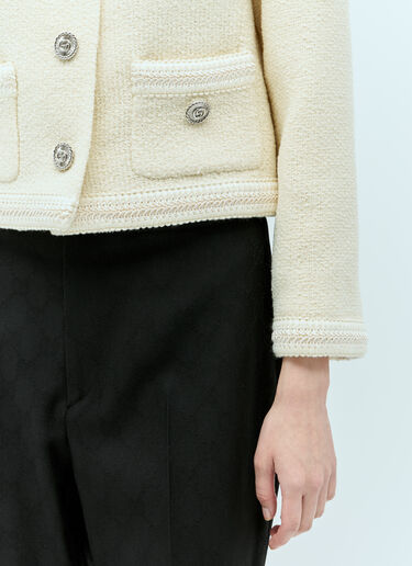 Tweed Jacket With Embroidery Trims Gucci Tweed Jacket With Embroidery Trims Cream guc0255007