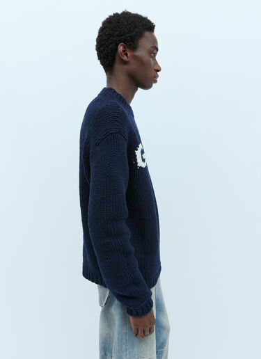 Wool Logo Intarsia Sweater Gucci Wool Logo Intarsia Sweater Navy guc0154009
