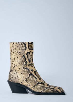 Jil Sander Snakeskin Embossed Leather Boots Beige jil0260010