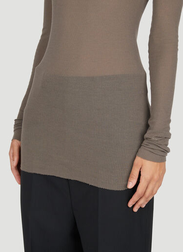 Rick Owens Ribbed Long Sleeve T-Shirt Grey ric0253021