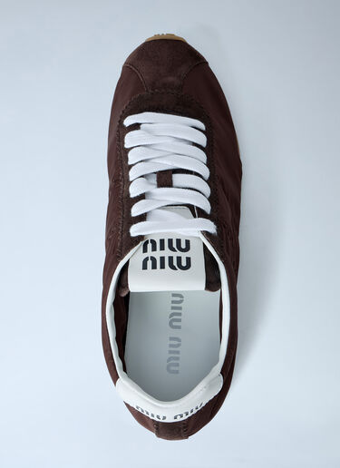 Miu Miu Logo Patch Sneakers Brown miu0263025